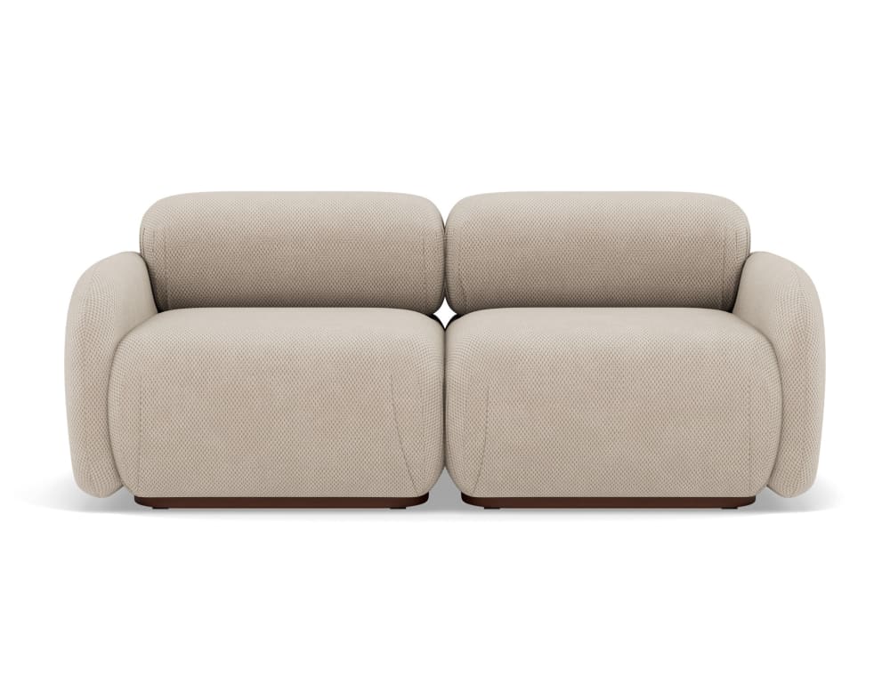 Canapé modulable 2 places  en velours texturé beige