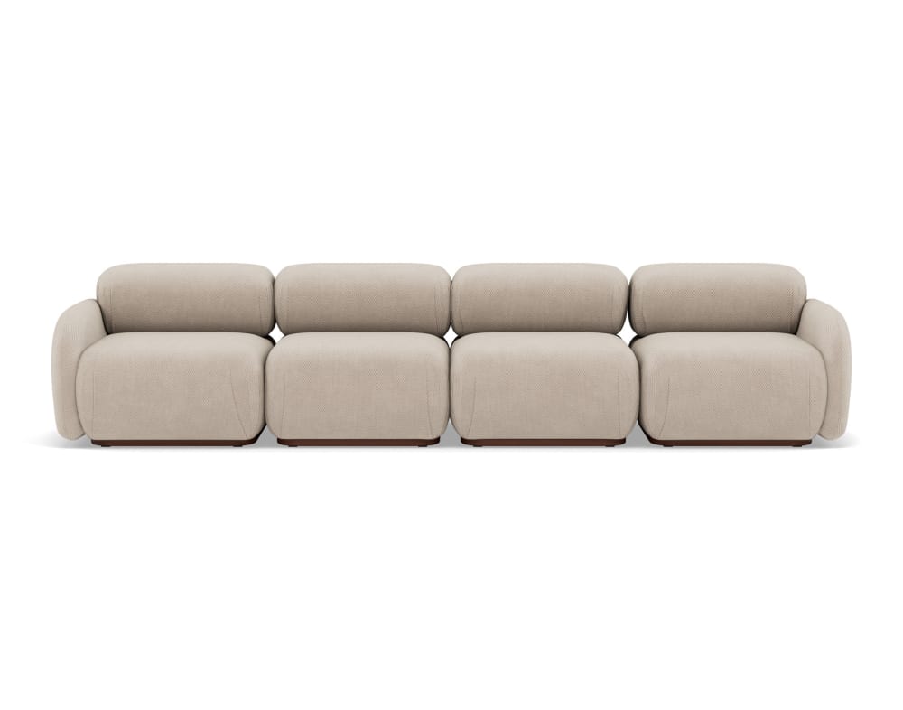 Canapé modulable 4 places  en velours texturé beige