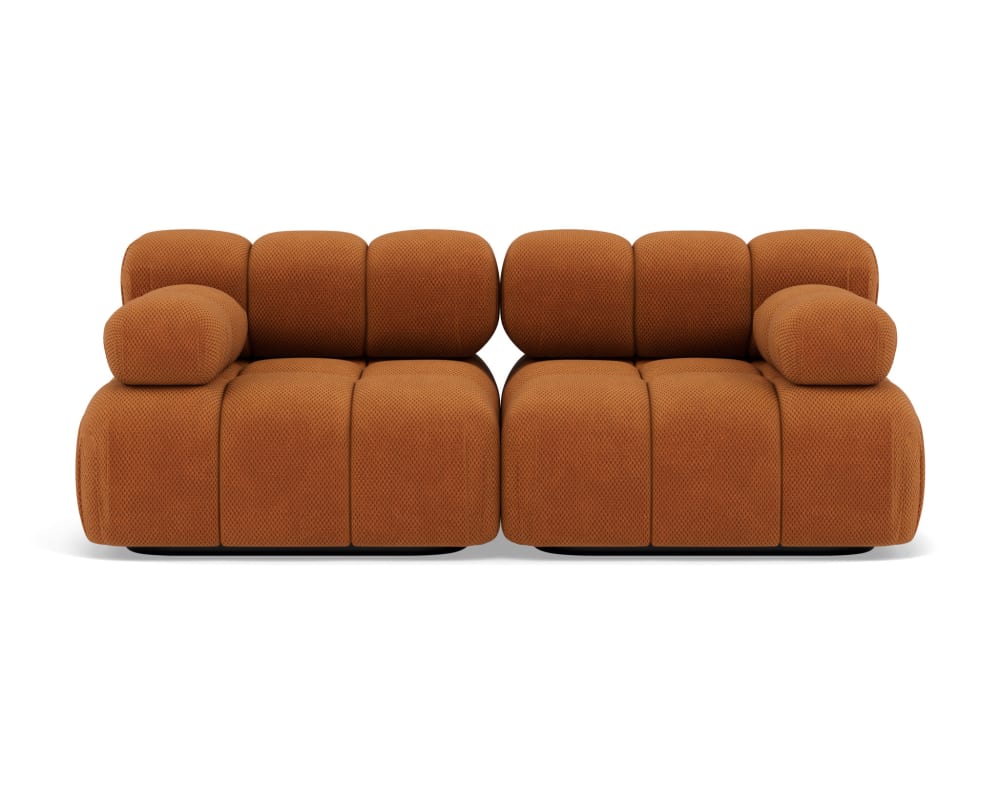 Canapé modulable 2 places  en velours texturé terracotta