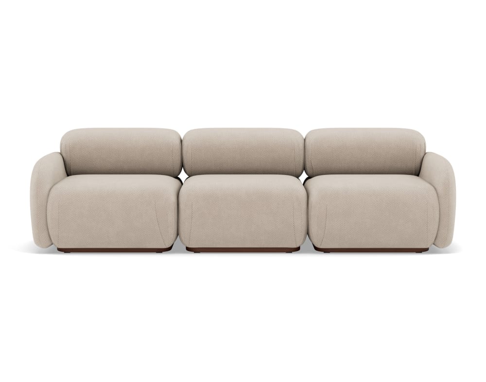 Canapé modulable 3 places  en velours texturé beige