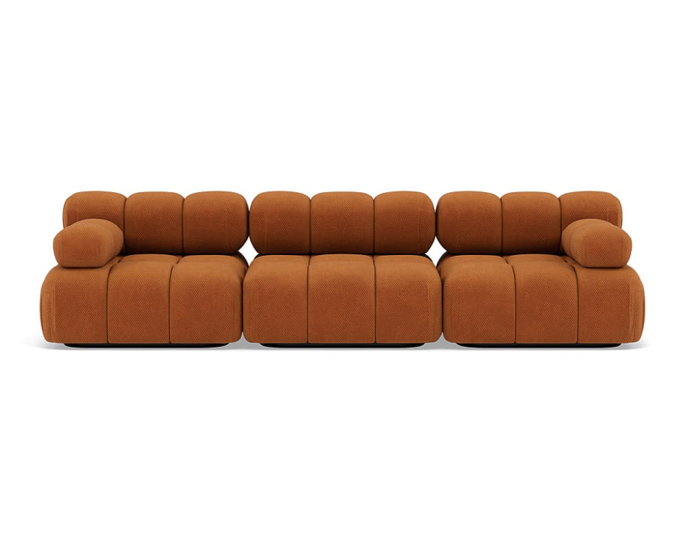 Canapé modulable 3 places  en velours texturé terracotta