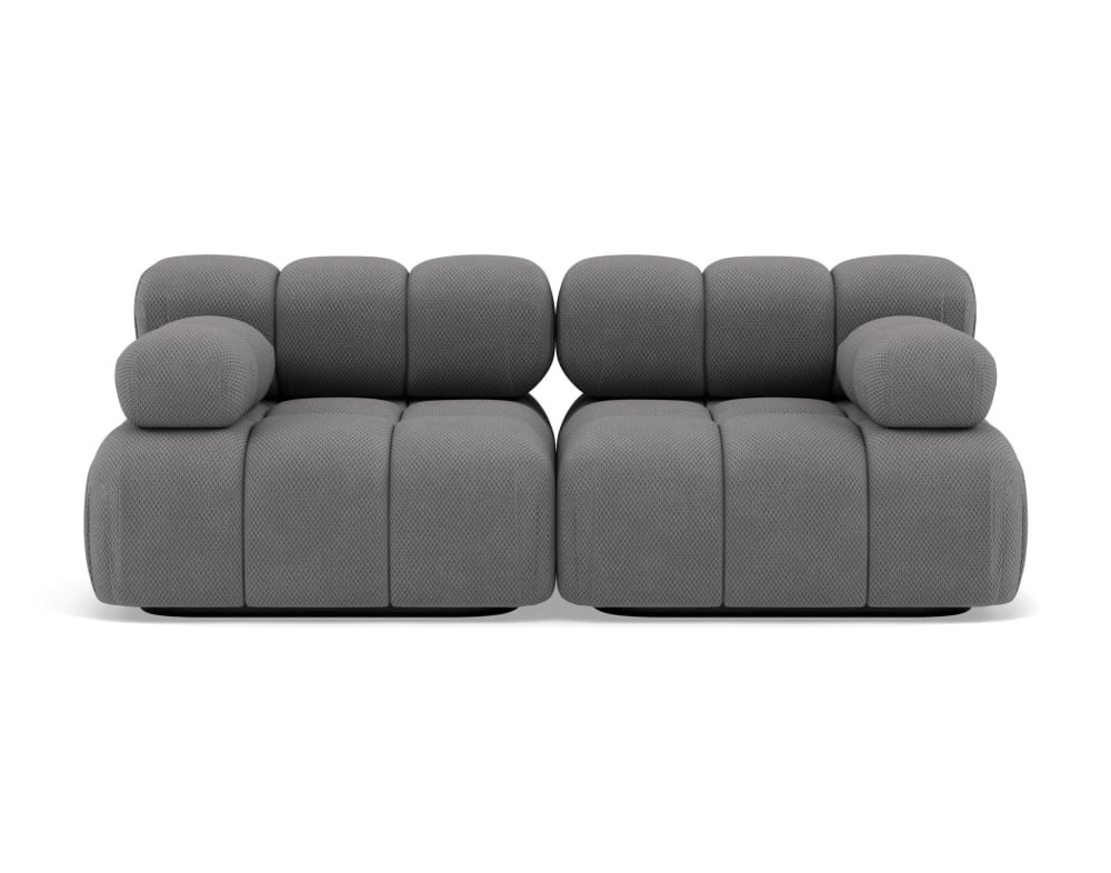 Canapé modulable 2 places  en velours texturé gris