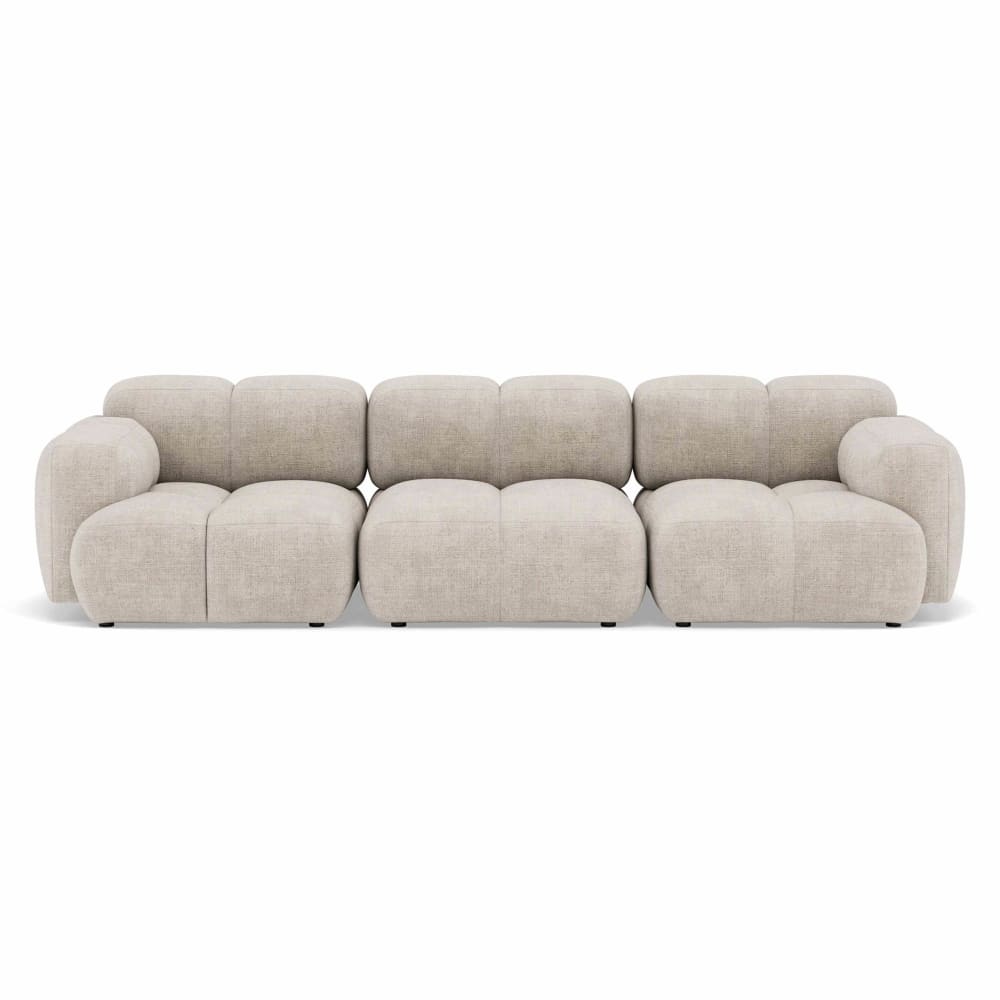 Canapé modulable 3 places  en velours texturé beige