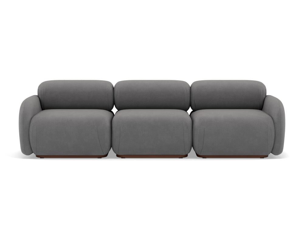 Canapé modulable 3 places  en velours texturé gris