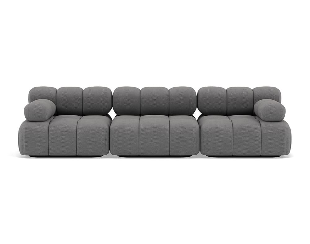 Canapé modulable 3 places  en velours texturé gris