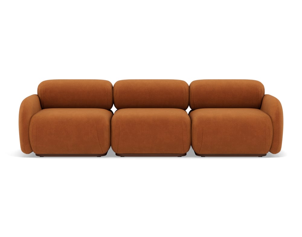 Canapé modulable 3 places  en velours texturé terracotta