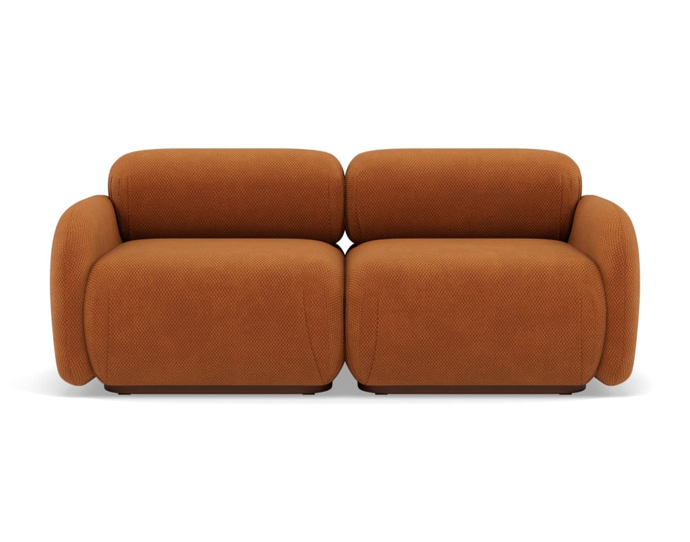 Canapé modulable 2 places  en velours texturé terracotta