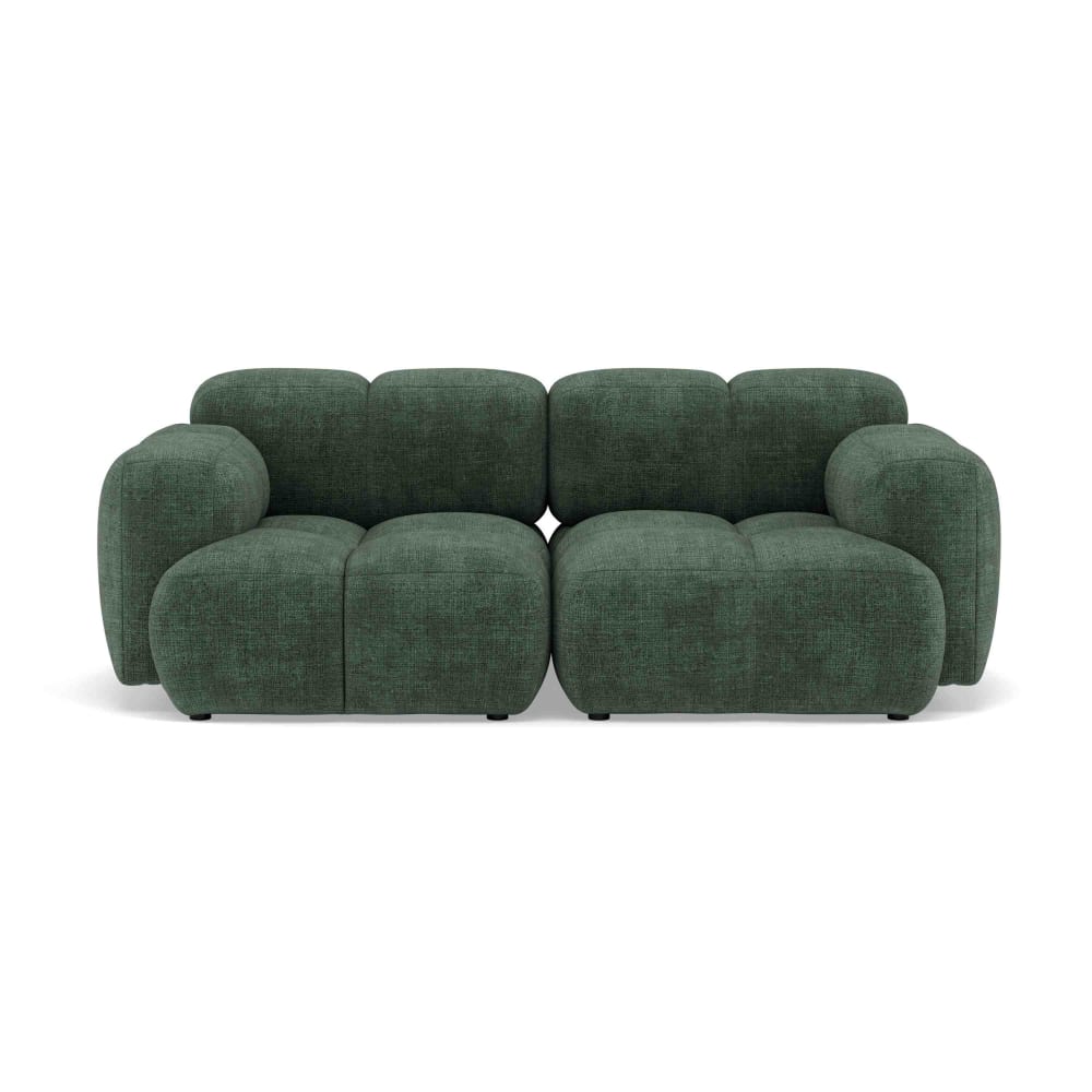 Canapé modulable 2 places  en velours texturé vert