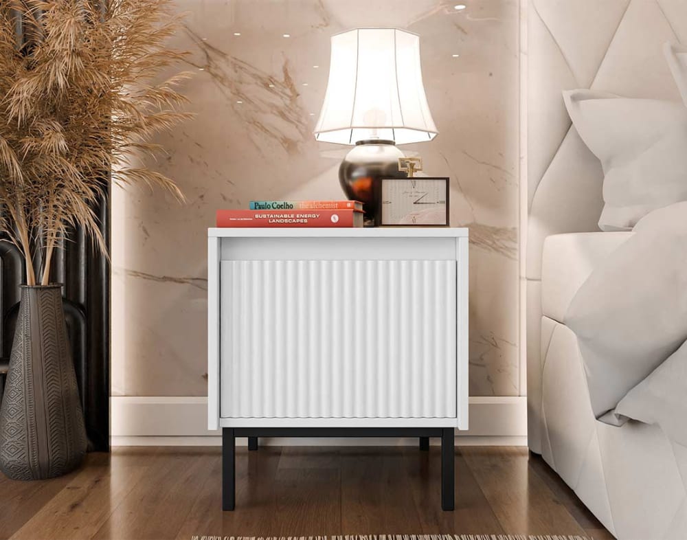 Table de chevet Contemporain 1 tiroirs 45 cm blanc