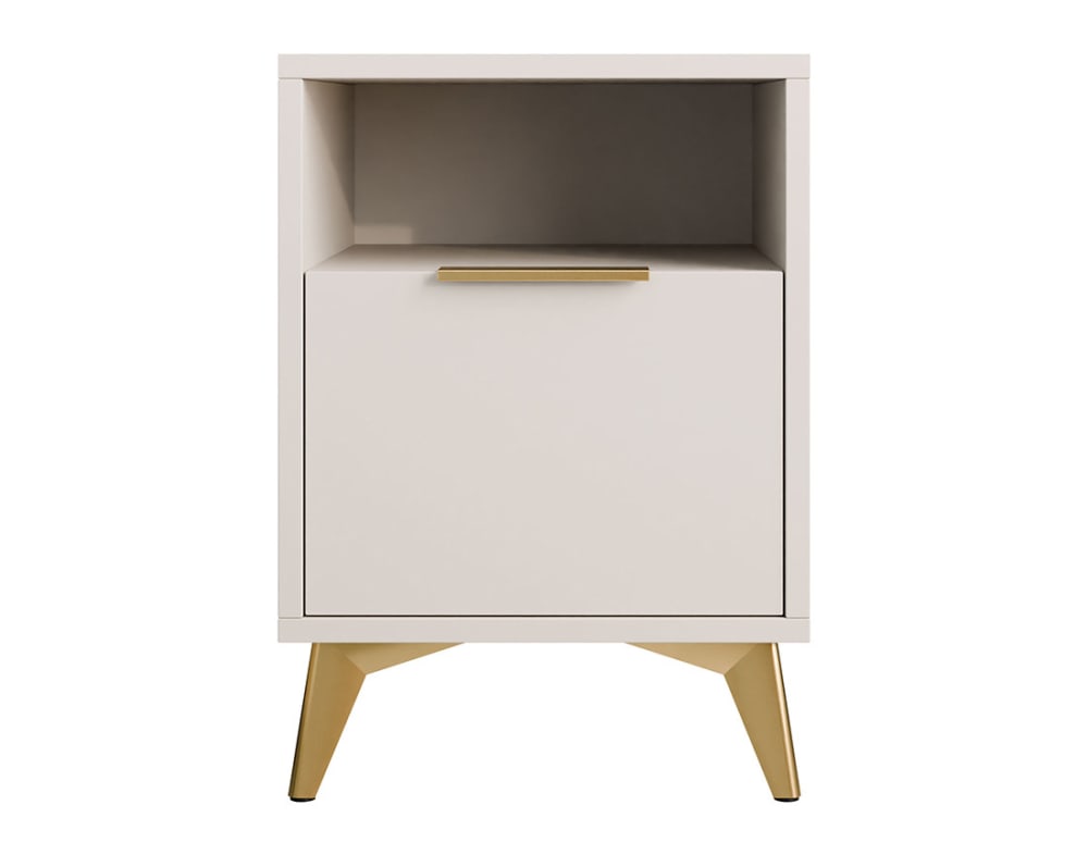 Table de chevet Contemporain 1 tiroirs 44 cm beige