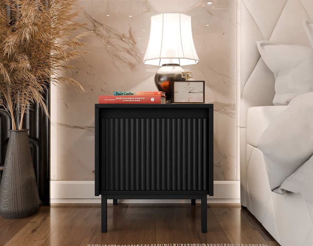 Table de chevet Contemporain 1 tiroirs 45 cm noir