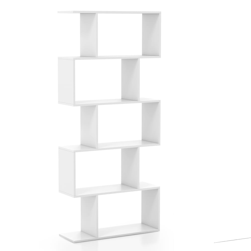 Bibliothèque forme s étagère 5 niveaux blanc 70 x 23,5 x 158 cm