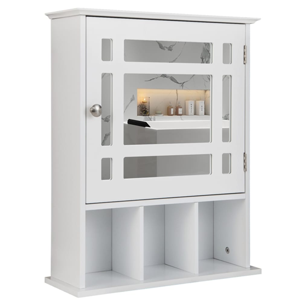 Armoire mural avec miroir de salle de bain blanc 50 x 16 x 61 cm