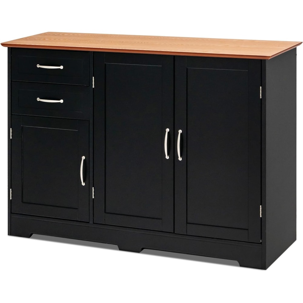 Buffet de cuisine avec 2 placards à portes 2 tiroirs noir