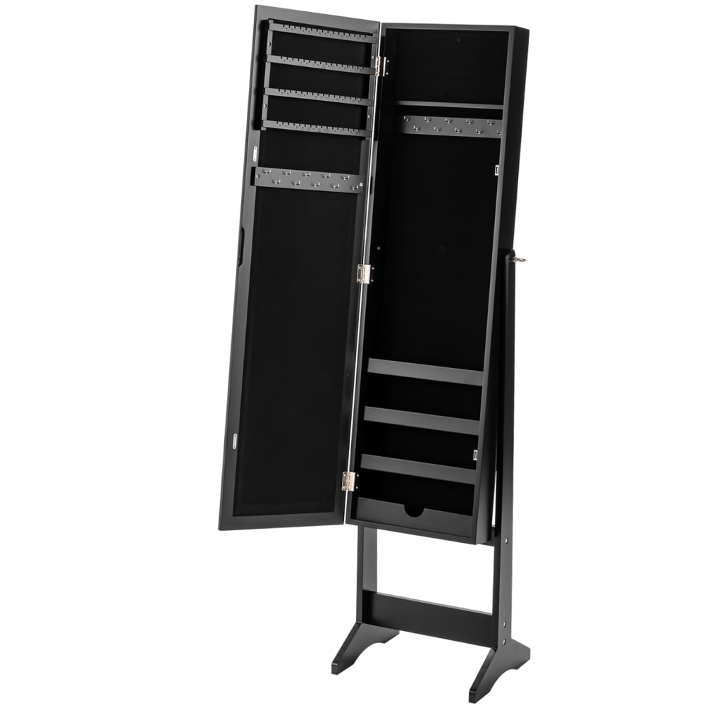 Armoire à bijoux cosmétique avec miroir inclinable 4 étagères noir