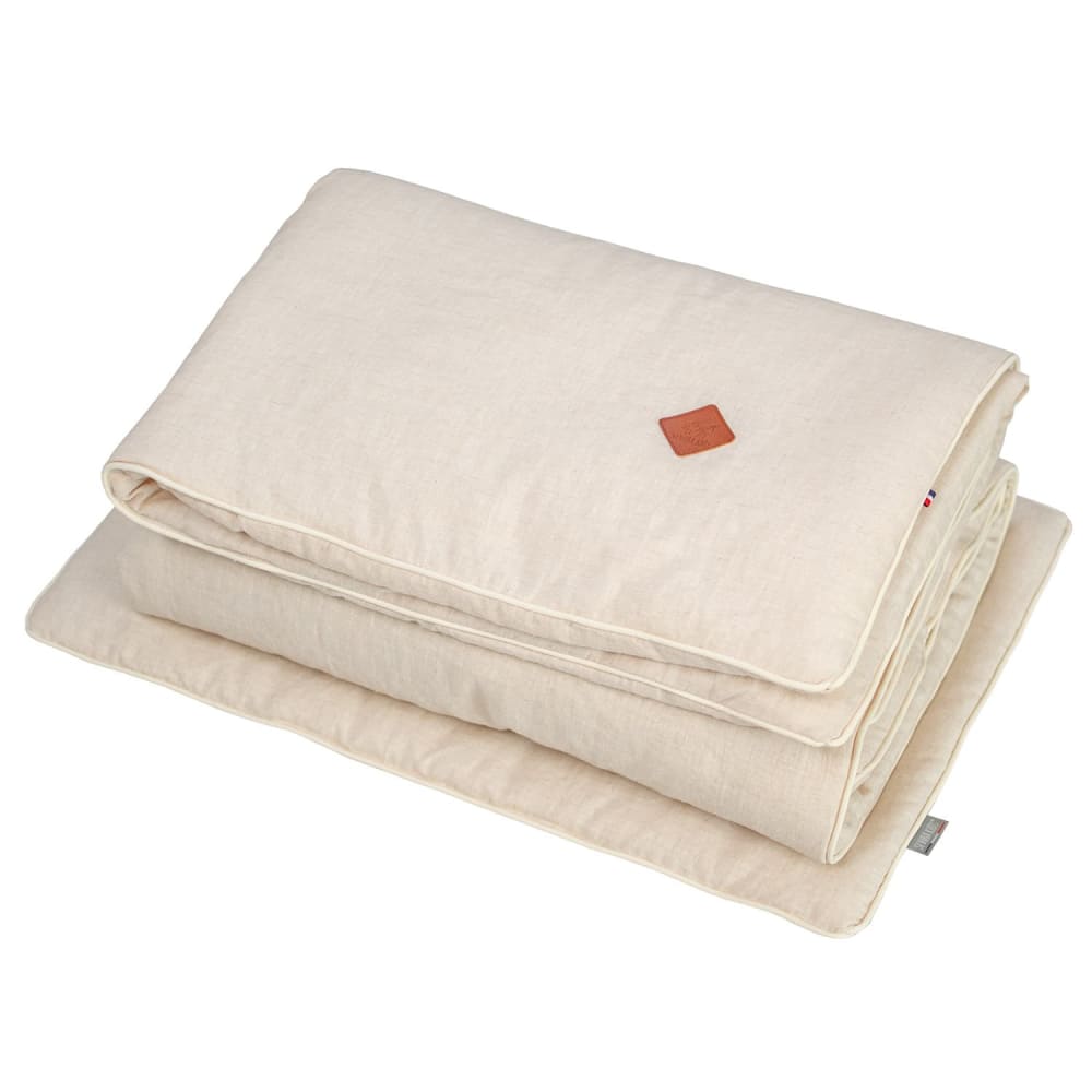 Sevira Kids Kinder bettdecke und kissen leinen Beige Öko-Tex Zertifikat Baby