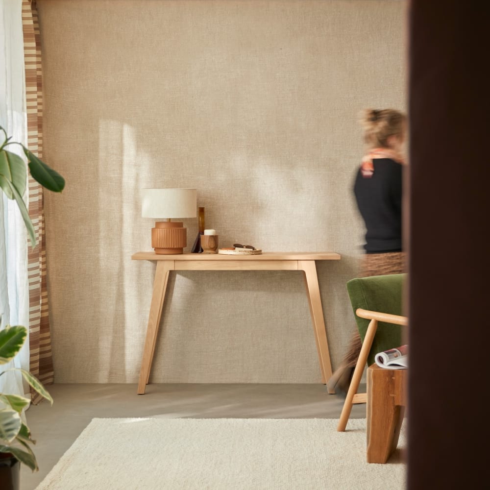 Tikamoon Konsole aus massiver Eiche style modern Beige Holz