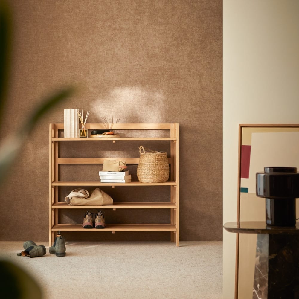 Tikamoon Hohe Konsole aus massiver Eiche style modern Beige Holz