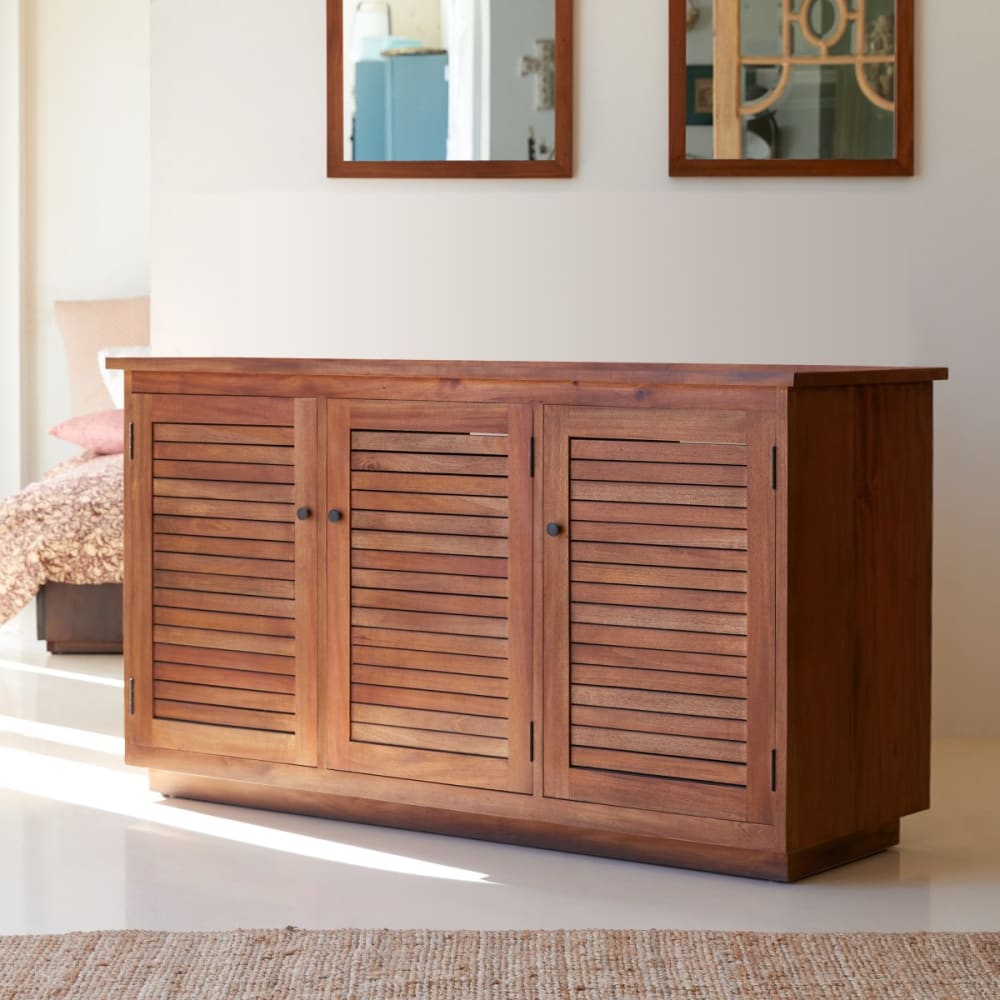 Tikamoon Aufbewahrungsmöbel aus massivem Akazienholz, 130 cm style vintage Beige