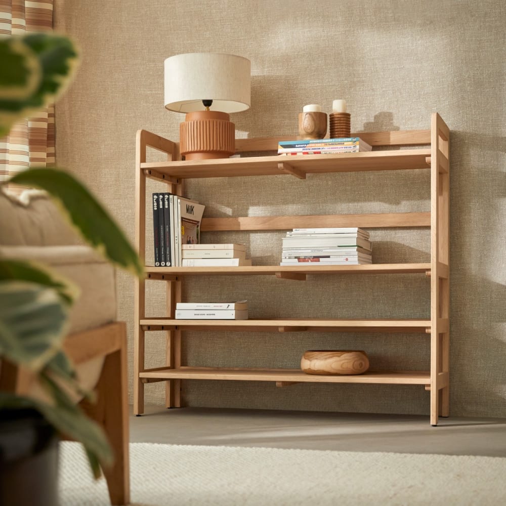 Tikamoon Bücherregal aus massiver Eiche style modern Beige Holz