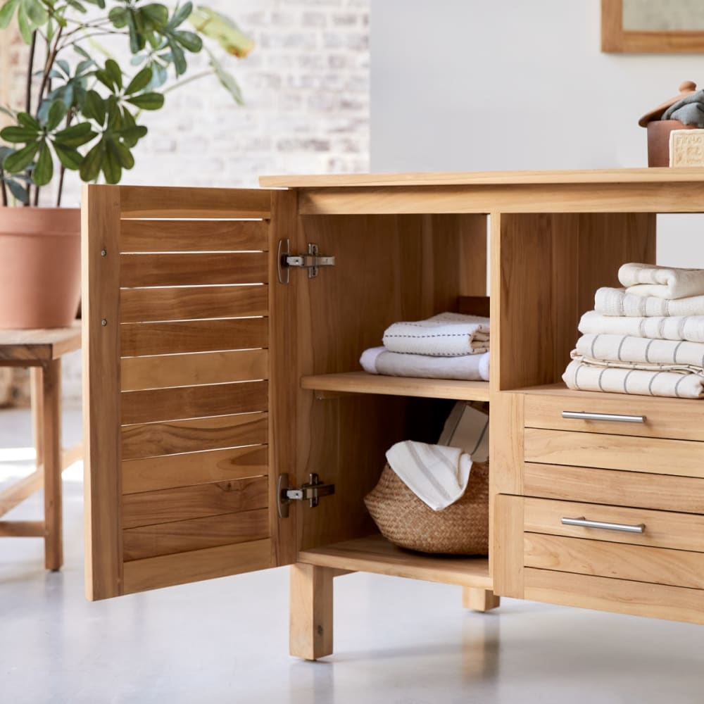 Aufbewahrungsmöbel aus massivem Teakholz, 125 cm - Maisons Du