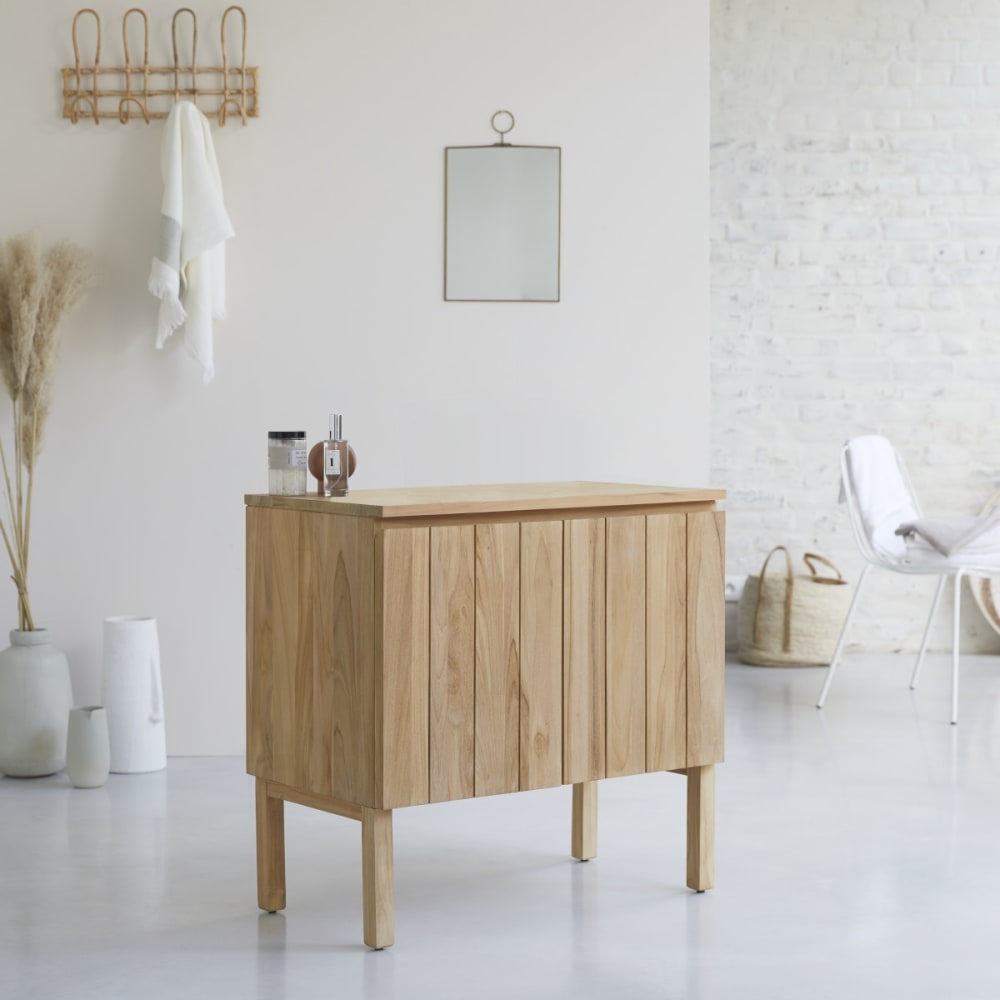 Tikamoon Aufbewahrungsmöbel aus massivem Teakholz, 80 cm style classic chic Beige