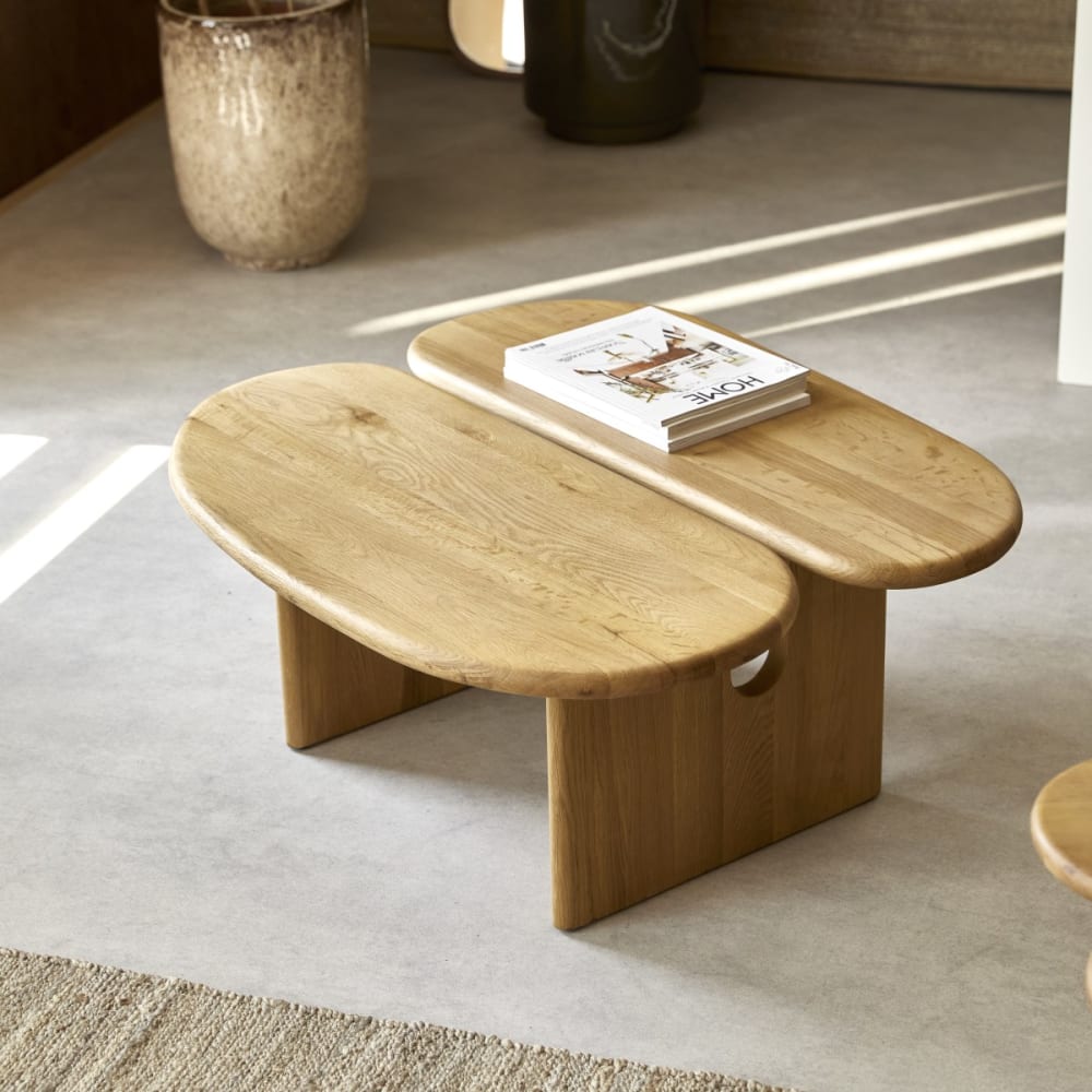 Tikamoon Couchtisch aus massiver Eiche style classic chic Beige Holz
