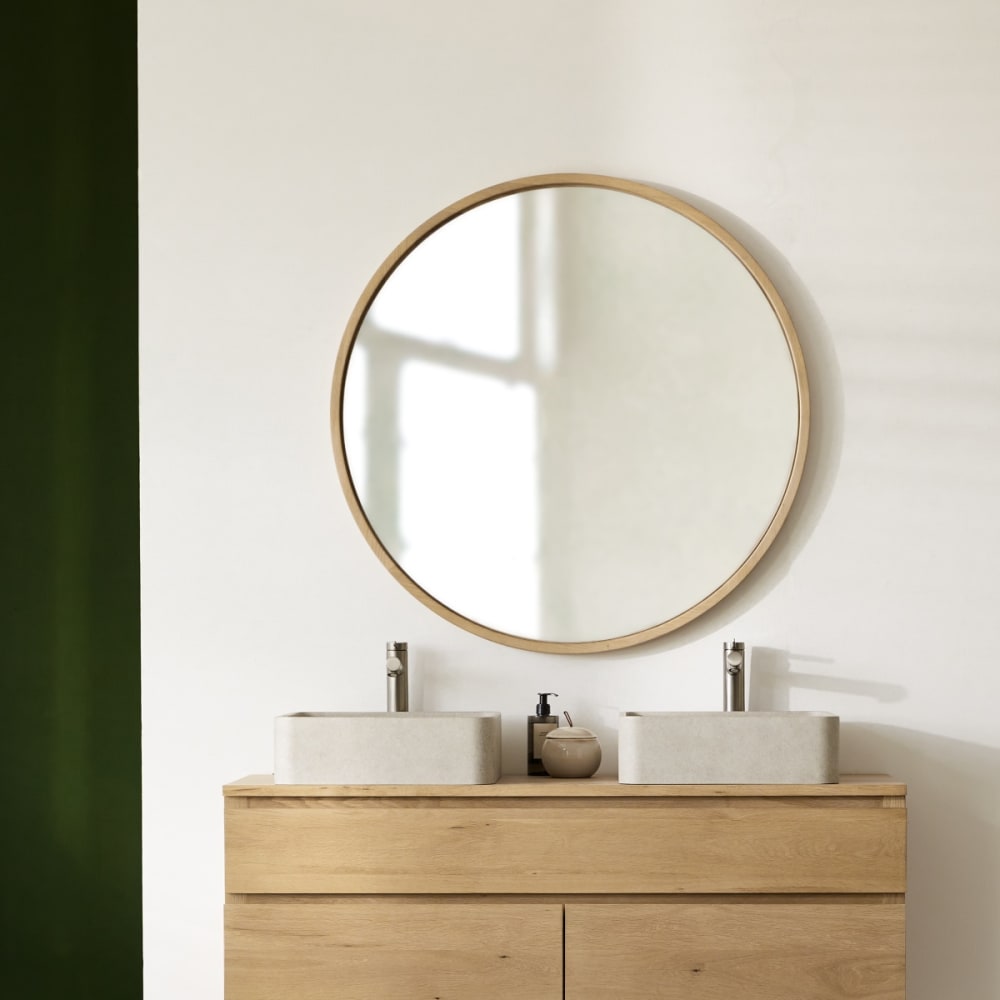 Tikamoon Spiegel aus Eiche 90x90 cm style classic chic Beige Holz
