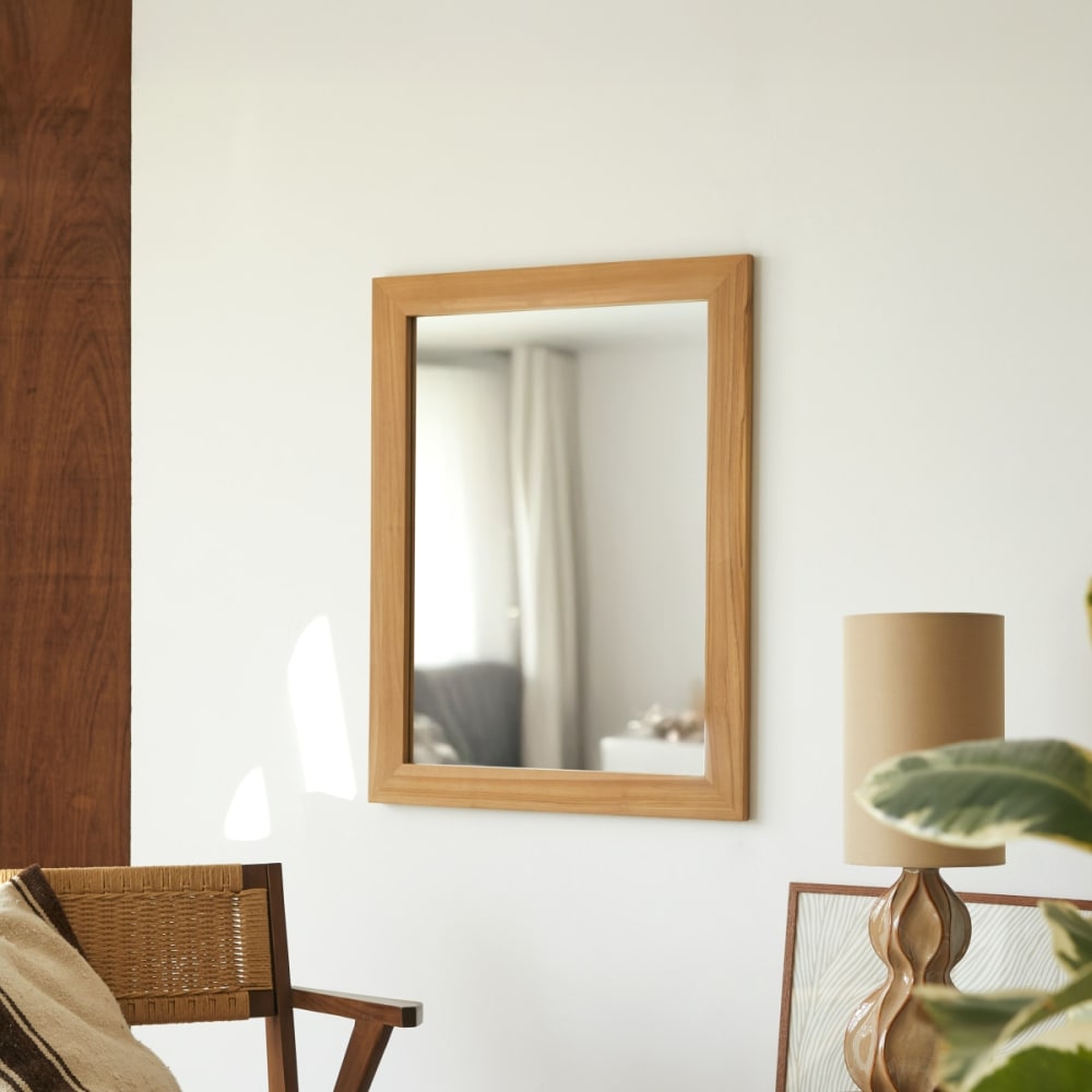 Tikamoon Deko-Spiegel aus Teakholz, 120 × 90 cm style classic chic Beige