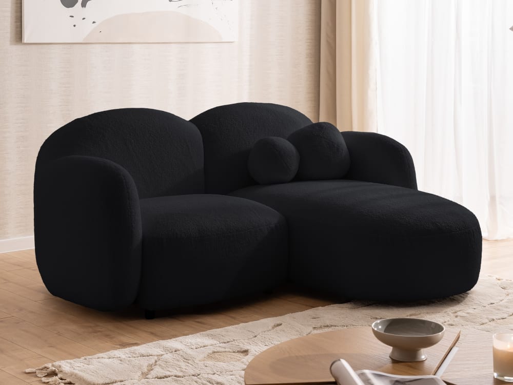 Modernes Ecksofa L-Form aus Bouclé-Stoff mit abgerundetem Design