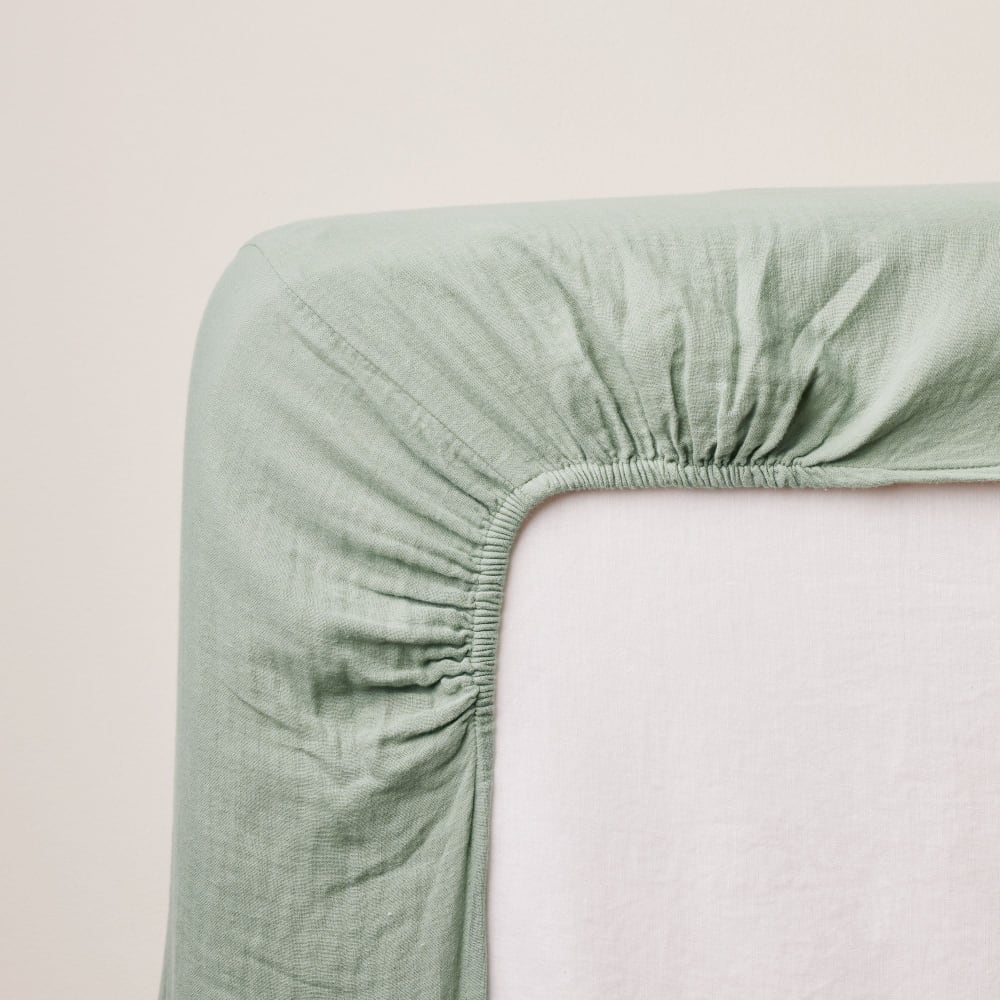 Drap Housse en coton vert 90x200 cm - Maisons du Monde