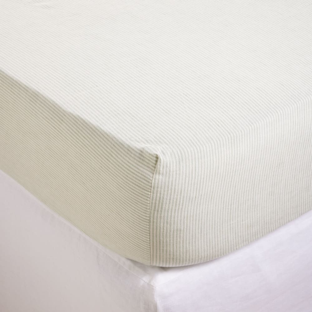 Drap Housse en lin vert 140x200 cm