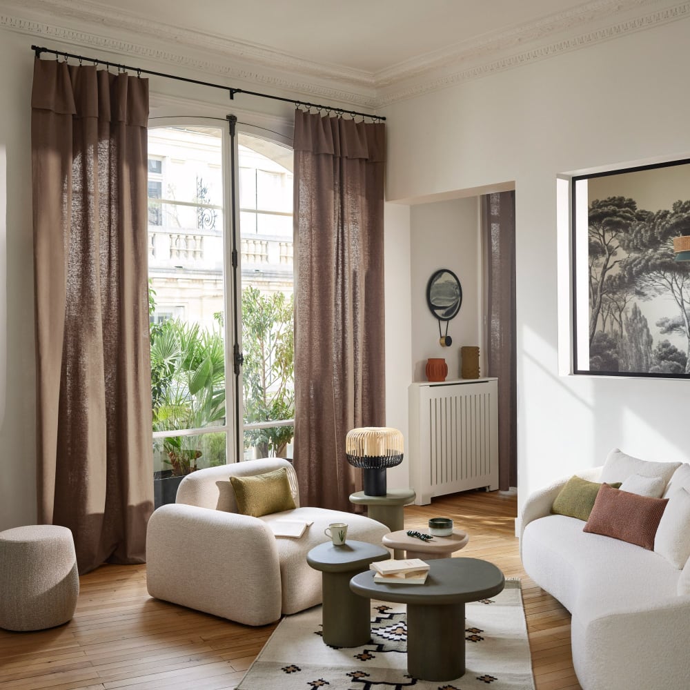 Rideau en coton marron 200x290 cm