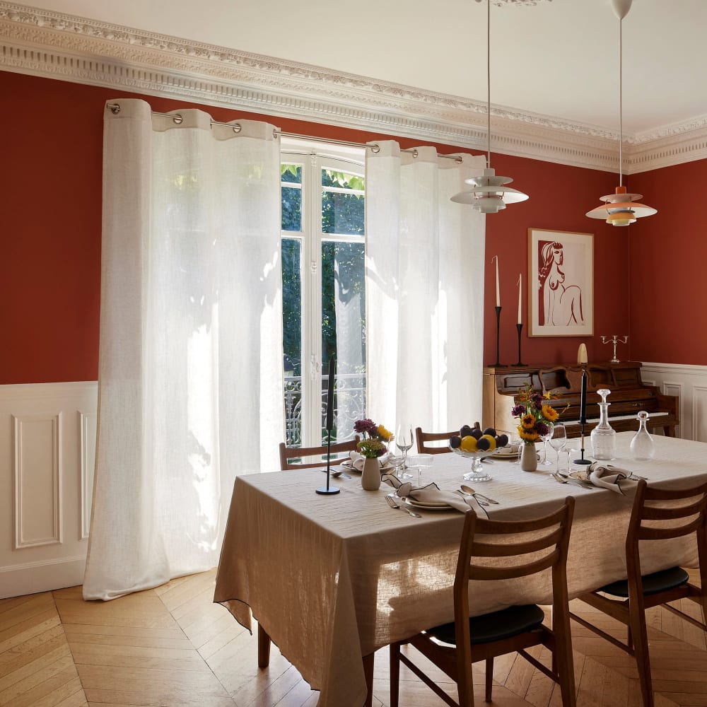 Voilage à oeillets en lin Ecru