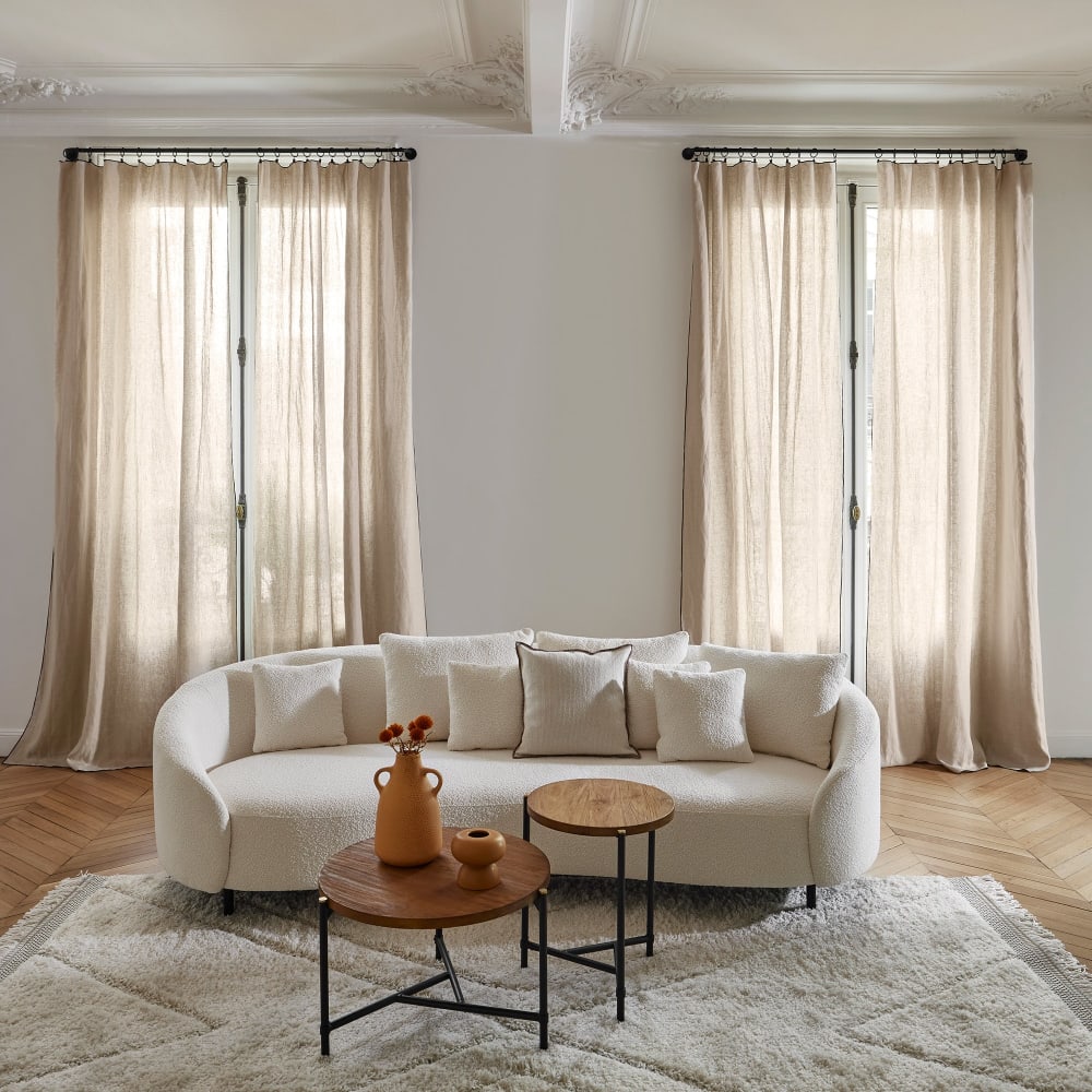rideau en lin beige 150x280