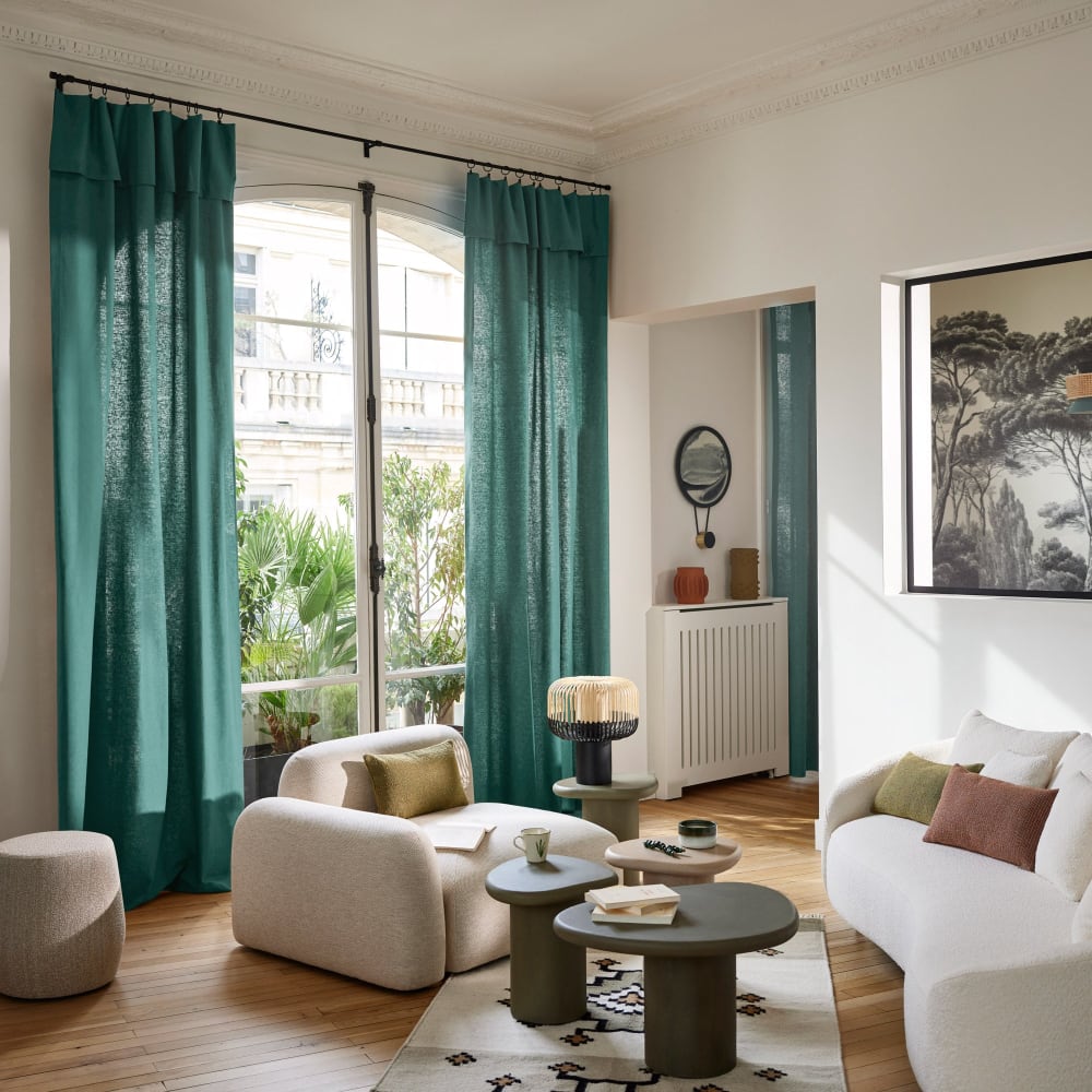 Rideau en coton vert 200x290 cm