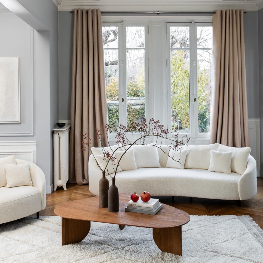 Rideau à effet satiné beige 135x345 cm