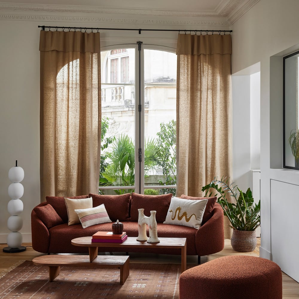 rideau en coton beige