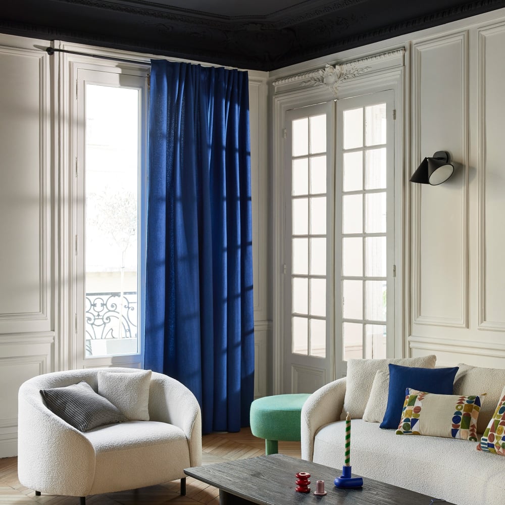 Rideau en laine bleu