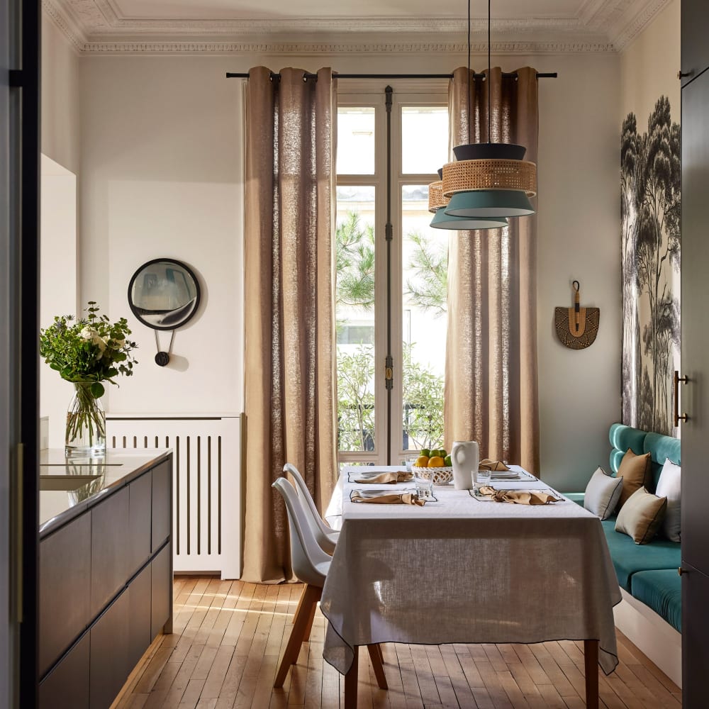 Rideau en coton beige 145x290 cm