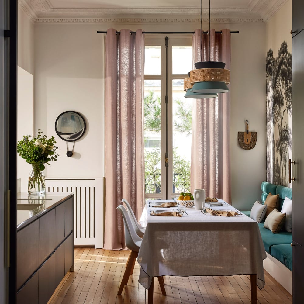 Rideau en coton rose 145x290 cm