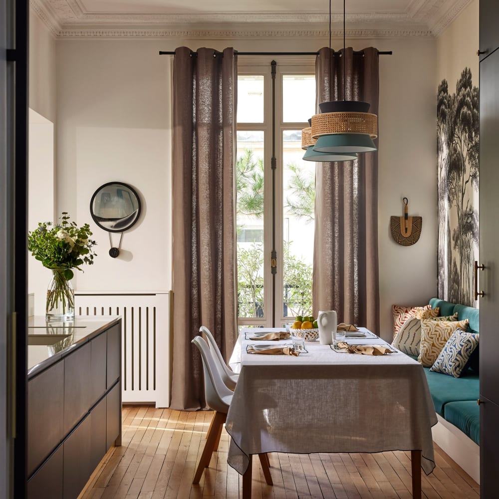 Rideau en coton marron 200x290 cm