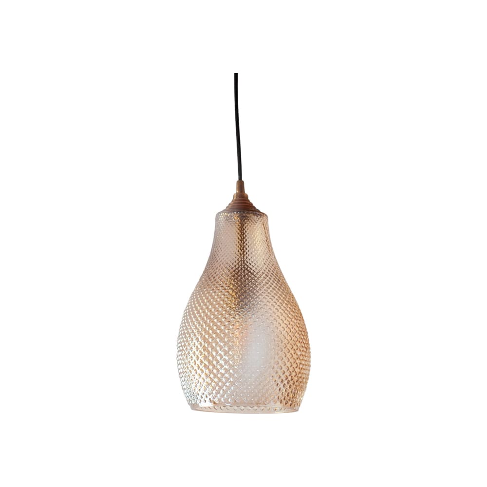 Suspension en verre texturé orange — vue 3