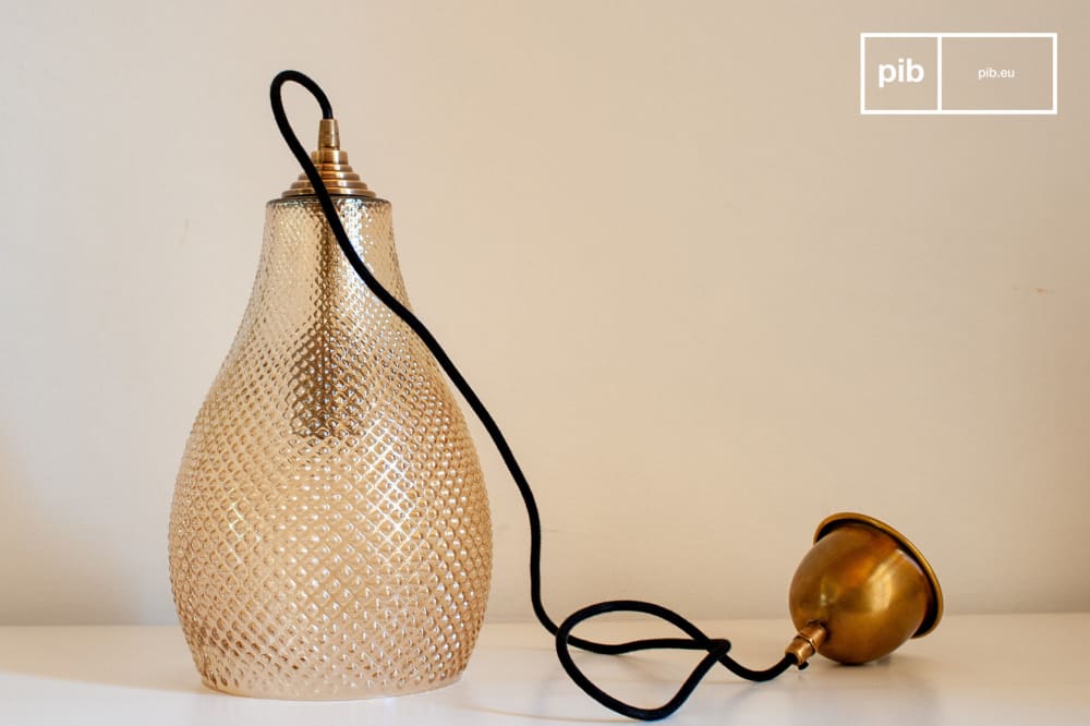 Suspension en verre texturé orange — vue 4