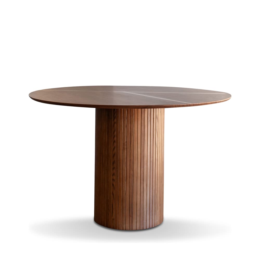 PIB Runder Holztisch für 6 Personen, braun - Holz