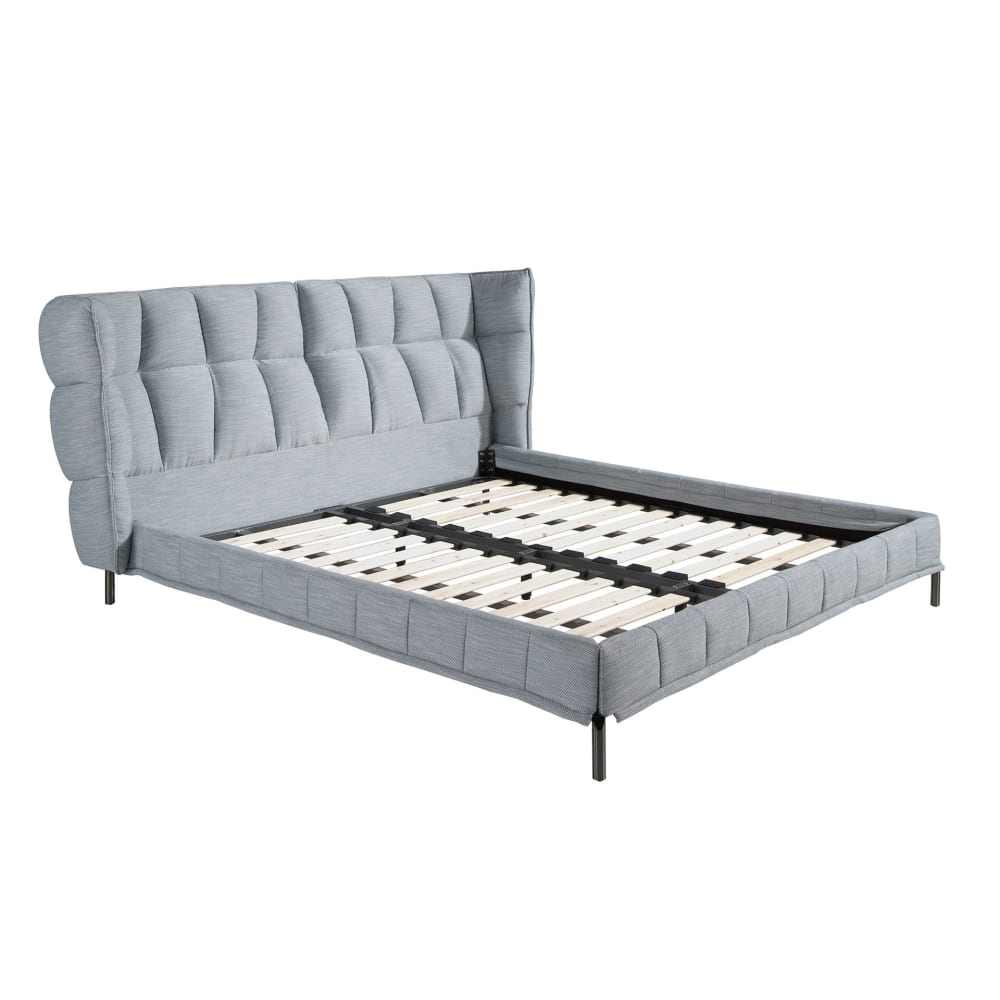 Lit en tissu gris-bleu - clair