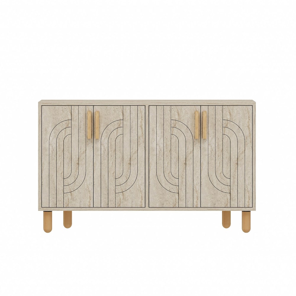 Sideboard mit 4 Türen Travertin-Optik mit Maserung 120 x 73 cm -