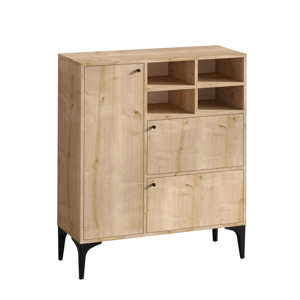Buffet haut 3 portes et 4 niches couleur chêne 100x125cm