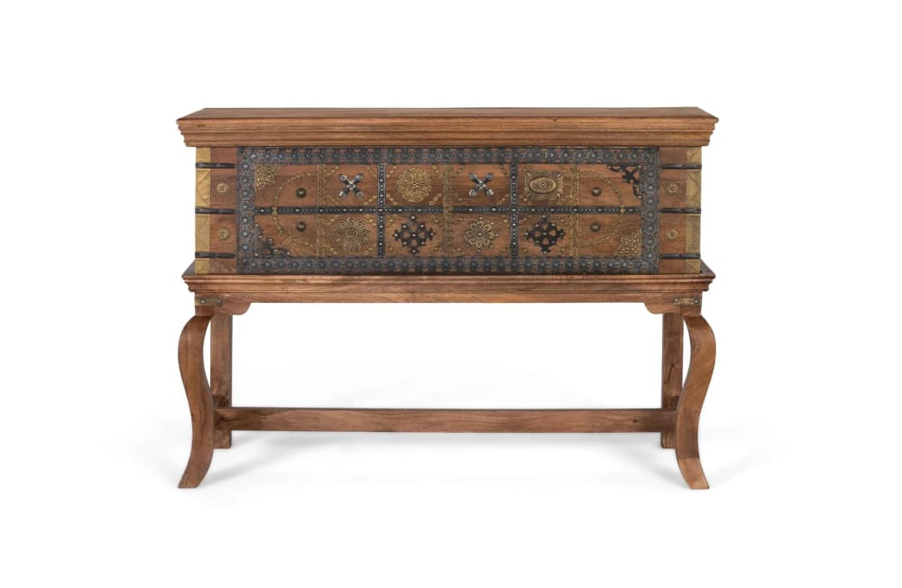 GINER Y COLOMER Antiker Konsolentisch aus Mangoholz style industrial Braun