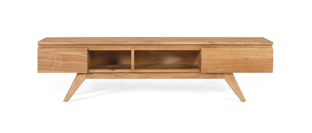 Meuble TV en bois de mindi massif avec compartiments